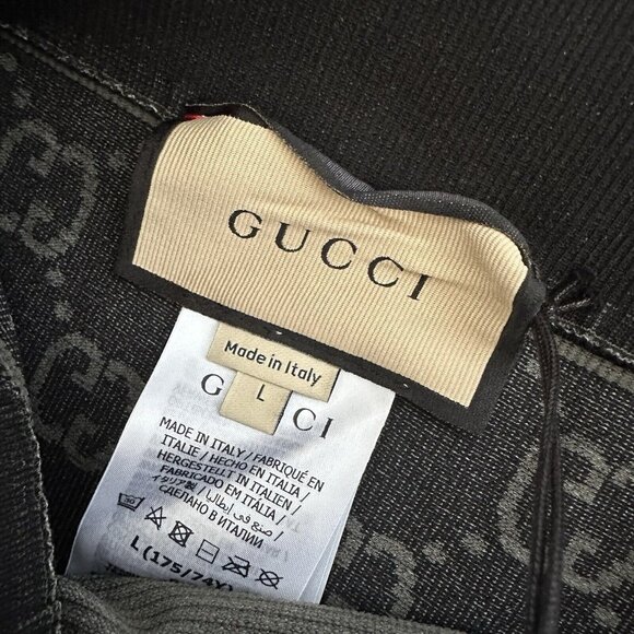 NWT GUCCI GG Jersey Jacquard Leggings Grey Black GG Size L - Picture 5 of 6